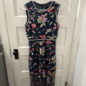 Cynthia Rowley Blue Floral Embroidered Dress (Size 8)